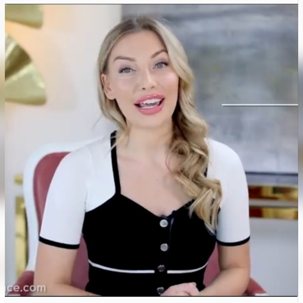 KAREN MILLEN Black White Bodycon Dress Sweetheart Size 2